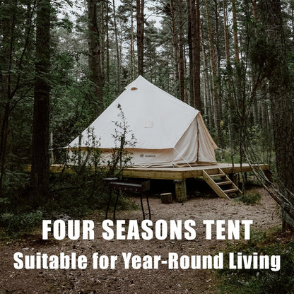 ShinHye Canvas Bell Tent Yurt Tent 4 Seasons for Camping 100% Cotton Glamping Tents with Stove Jack, Family Camping Outdoor Hunting Party (3M- 9.8FT)