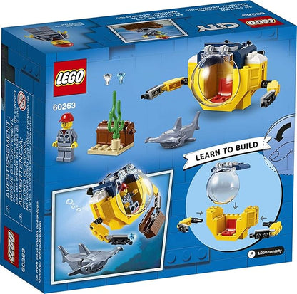 LEGO City Ocean Mini-Submarine 60263 Underwater Playset Featuring a Toy Submarine Pirate Treasure Chest Hammerhead Shark Figure and a Pilot Minifigure Great Gift for Kids (41 Pieces)