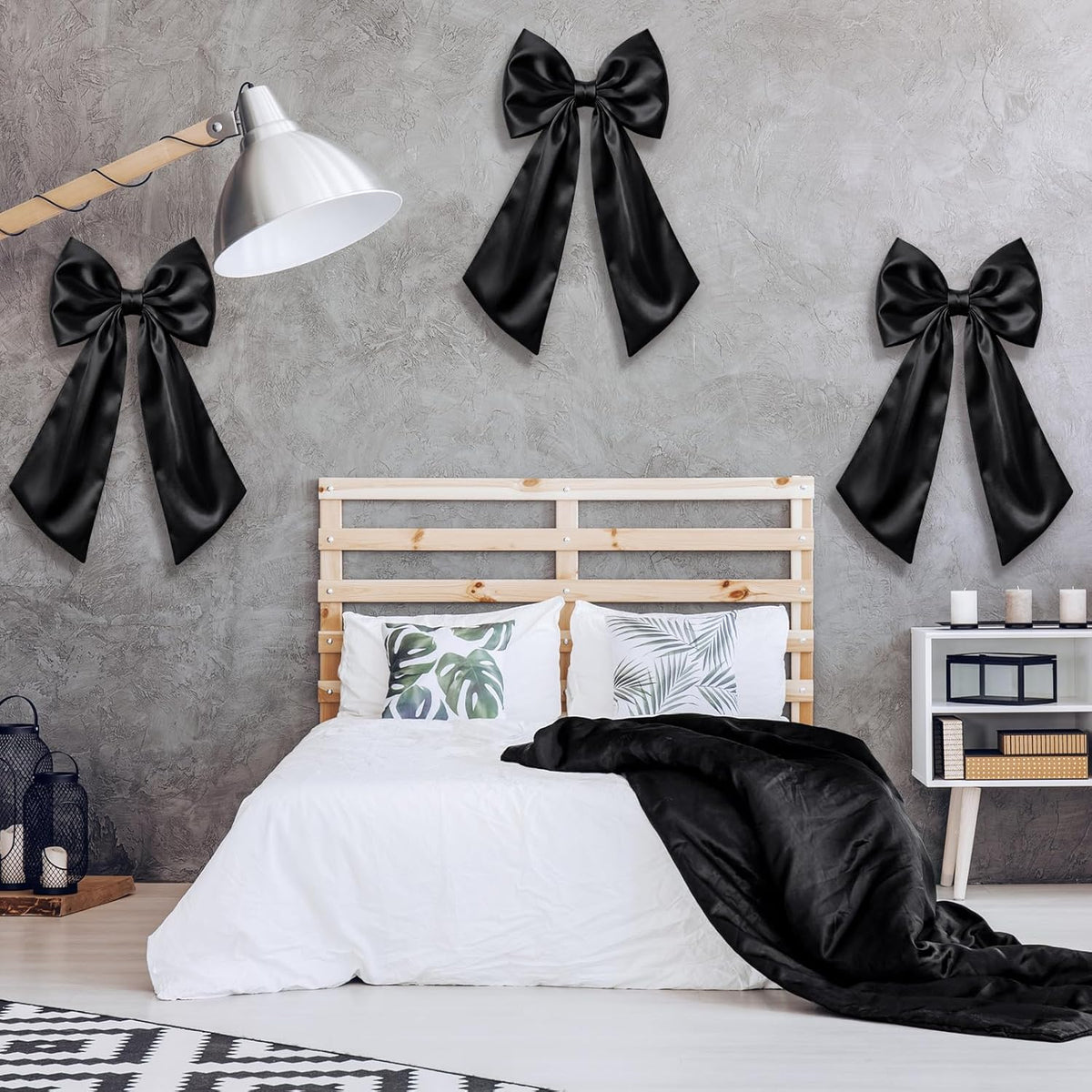 Suncalla Large Satin Bow Decorations - 3 Pcs 2 FT for Weddings, Parties & Home Decor | Black