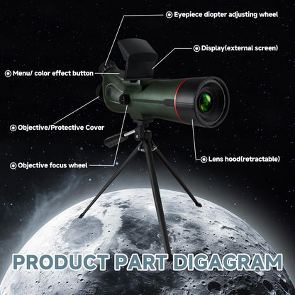 Smart Telescope, Professional Refractor Auto-focus Portable Digital Electronic Telescopes with 4K Astrophotography Camera, Internal And External Dual Screens Spotter for Adults and Beginners Astronomy
