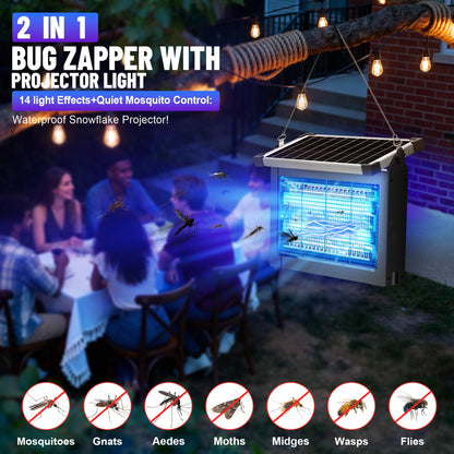 CXBER Solar Bug Zapper Outdoor, 4500V Mosquito & Fly Zapper with UV Light, Smart Auto Mode, 4000mAh USB-C Rechargeable Cordless Mosquito Killer Lamp, IP66 Waterproof for Patio Backyard Garden Camping
