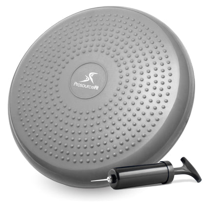 ProsourceFit Core Balance Disc Trainer, 14” Diameter with Pump for Improving Posture, Fitness, Stability, Grey