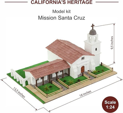 California Mission Santa Cruz – 3D Plaster Brick Model Kit 1370 Pieces Mini-Bricks Constructor Realistic Diy Building Set Stem Educational Architecture Toy for Teens &amp Adults Scale 1:24