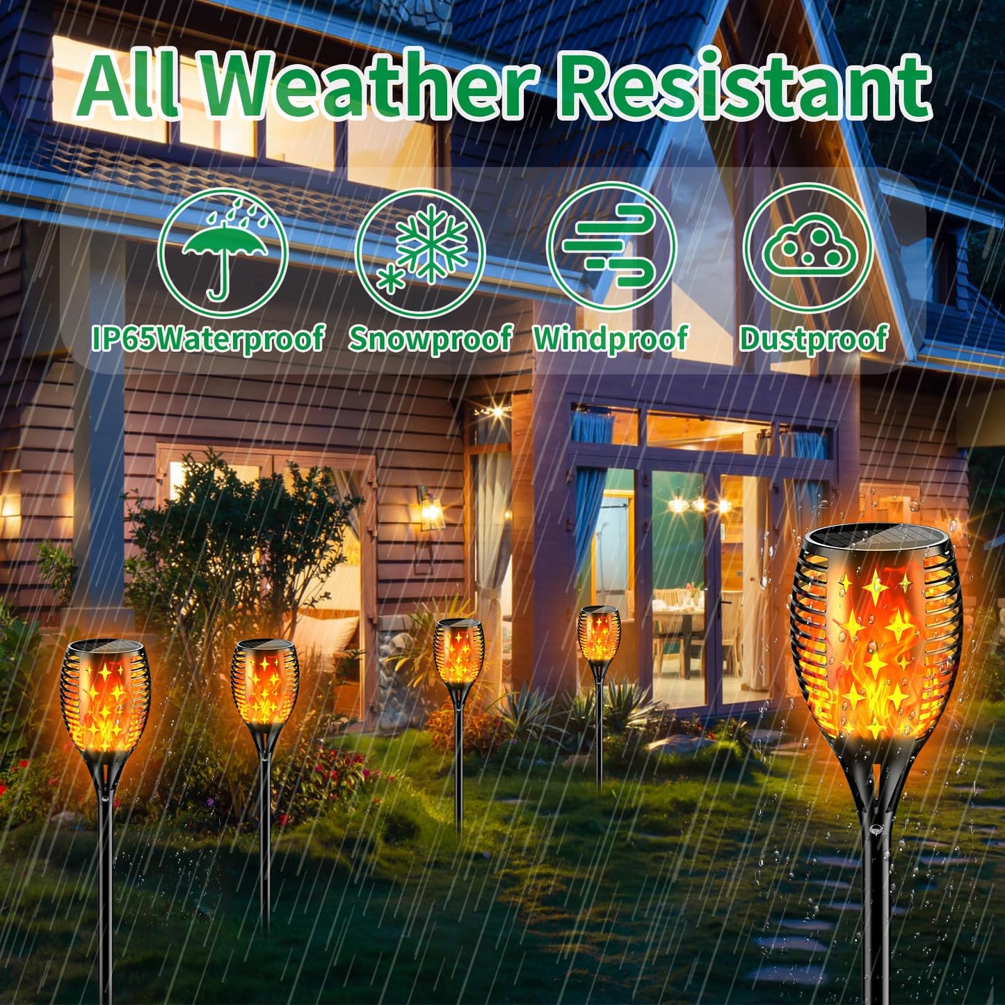 YoungPower Solar Outdoor Torch Lights Flickering Flame, 43" Outdoor Path Lights Waterproof Torch for Garden Yard Patio, 8 Pack
