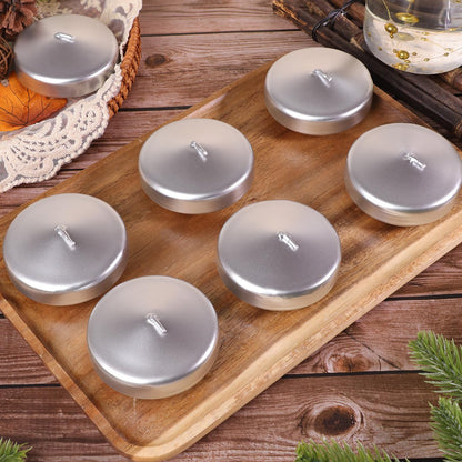 3 inch Silver Floating Candles 8-9 Hours Floating Candle for Centerpieces 36 Packs Unscented Floating Candles 3” Water Candles for Cylinder Vases, Pool, Wedding