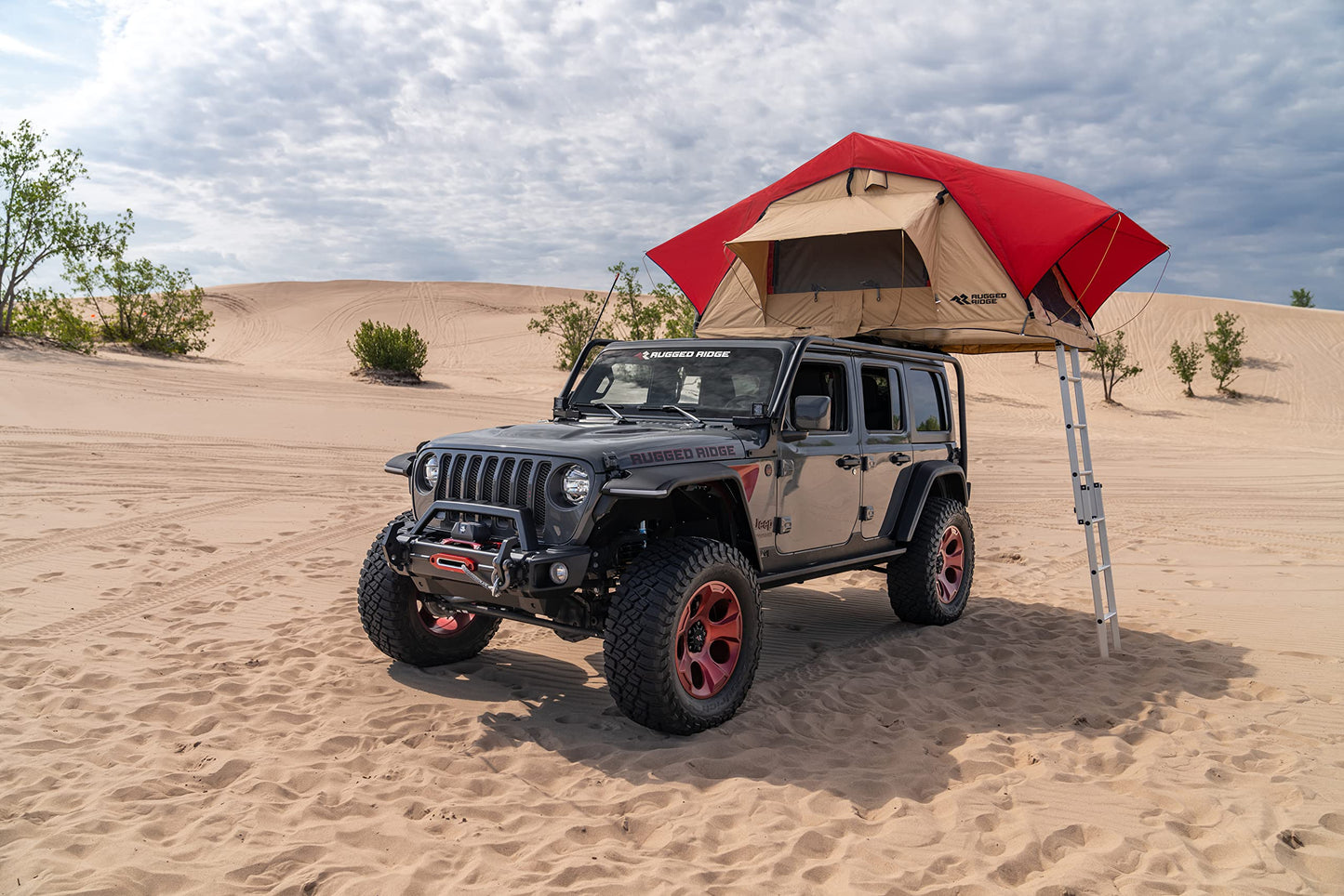 Rugged Ridge | Outland Roof Top Tent For Camping & Hiking, fits Jeeps, Trucks, & SUVs | 11704.05 | Fits equipped with a tent-compatible rack system For 3 Person