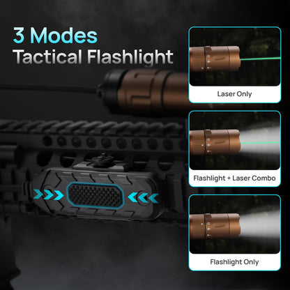 3000 Lumen Aircraft-Grade Aluminum Tactical Flashlight, 2.5Hours Long Runtime LED Weapon Lights, Rifle Light Laser Combo, Picatinny Rifle Flashlight with Momentary Strobe Function & Remote Switch