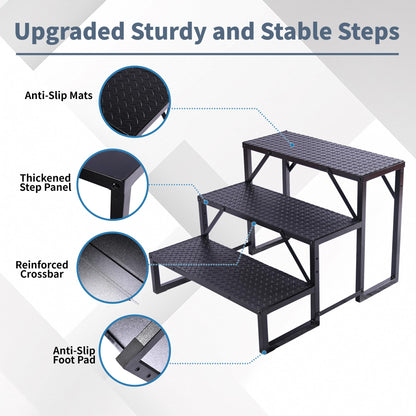 Gresspro 4-Step RV Steps with 1 Handrail, Heavy-Duty RV Stairs for Camper, Hot Tub, Trailer & Porch with Non-Slip Mats