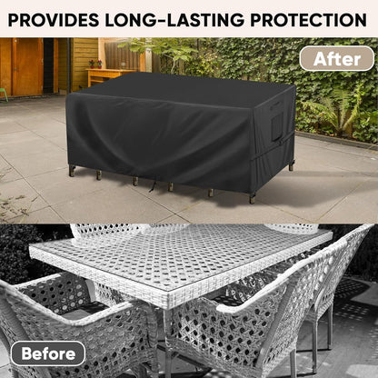 BALEINE Outdoor Furniture Covers - Heavy Duty Waterproof Oxford Table Cover | Black, 108"L x 82"W x 28"H