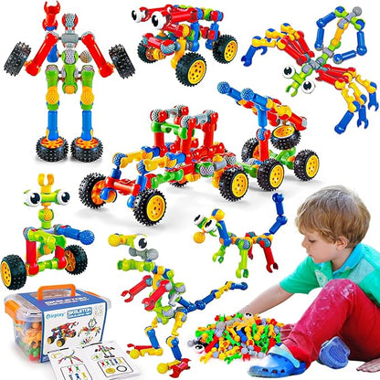 Kids STEM Building Toys for 3 4 5 6 7 8+ Year Old Boy Girl Birthday Gift 125 Pcs Preschool Classroom Educational Building Blocks Stem Kits Activities Ages 3-5 4-8 5-7 6-8 Engineering Creative Games