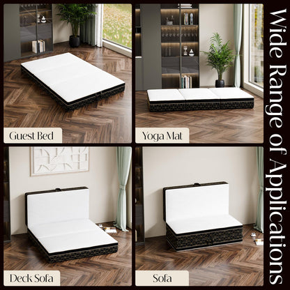 GEMBED Tri-Fold Memory Foam Mattress Full - 6 Inch Portable Folding Sofa Bed with Handle & Washable Cover, Floor Sofa Bed with Non-Slip Base, Space-Saving for Room, Travel, Guest Bed, RV, 73"x52"x6"