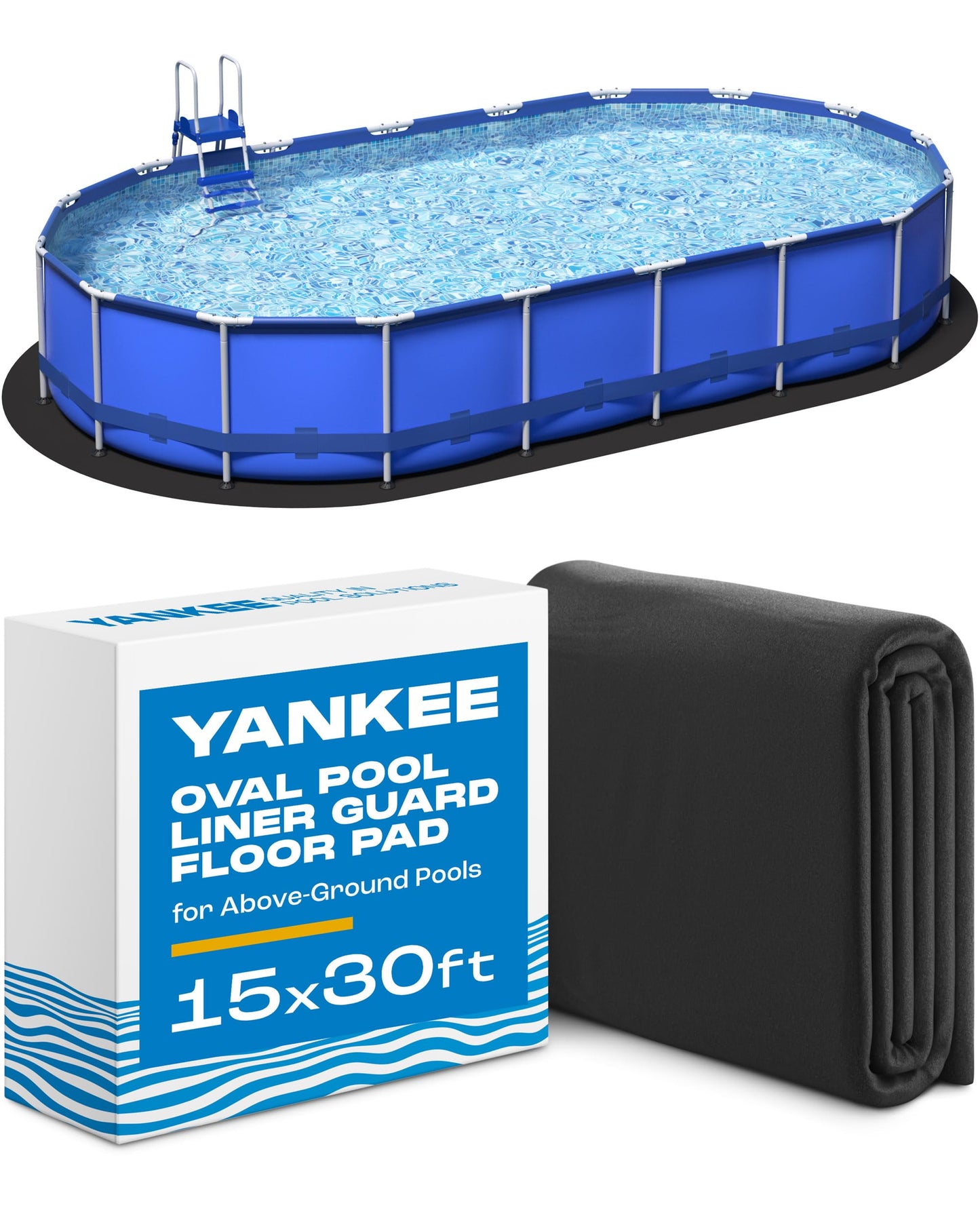 Yankee Pool Liner Pad, 15x30 Ft Oval Puncture Proof Pool Mat, Above Ground Pool Liner Protector Against Tearing, Grass, Under Pool Pad to Prolong Swimming Pool Liner Life, 15x30 Oval Pool Liner