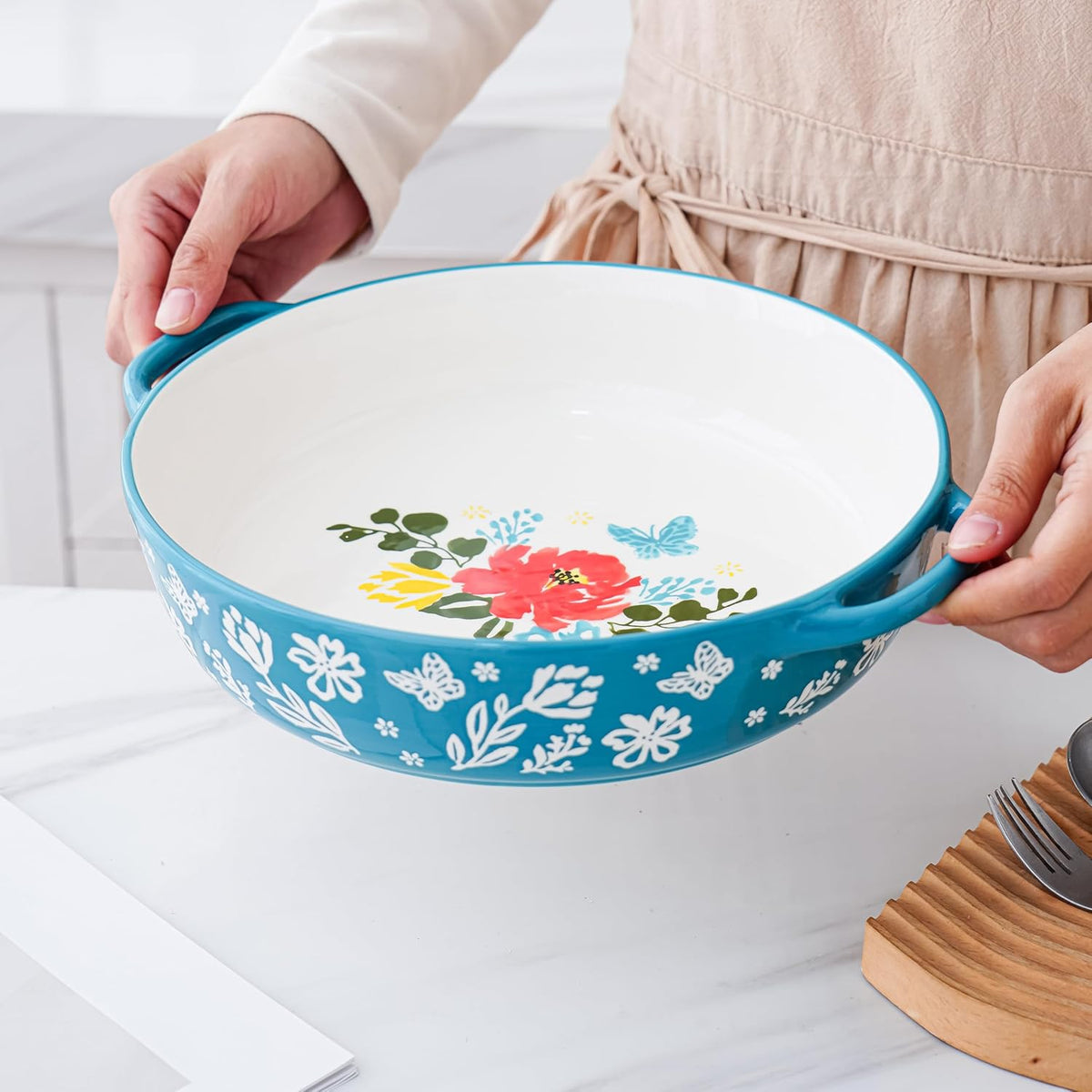 Wisenvoy Ceramic Pie Pan - Non-Stick Deep Dish Pie Plate | 9.8 Inches Porcelain Bakeware