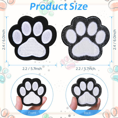 Waydress 24 Pcs Iron on Patches Paw Print, Iron/sew on Patches for Clothing, Cute Paw DIY Decoration or Repair Fabric Embroidery Stickers for Dresses Backpacks Jean T-Shirt Cap Shoe(White,24 Pcs)