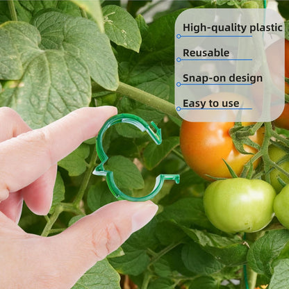 Skiennix Plant Support Clips - 100 Pcs Durable Plastic Clips for Securing Tomato Vines & Climbing Plants | Green