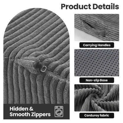 Erament 6-Inch Tri-Fold Mattress Full Size, Covertible Sofa Bed Foldable Futon Mattress with Handles & Non-Slip Bottom, Removable Machine Washable Corduroy Cover for Guest, Camping, Dorm