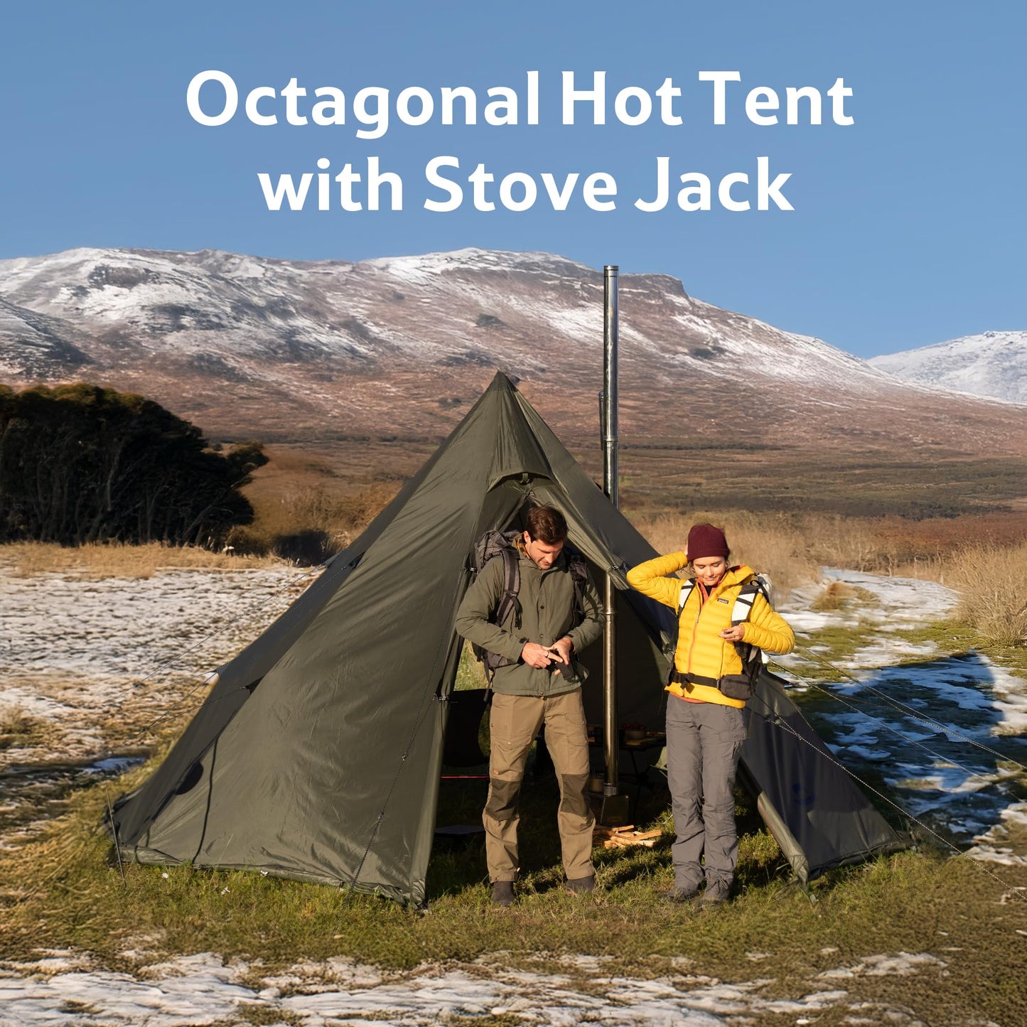 Naturehike Ranch Fire Teepee Tent, Hot Tents with Stove Jack, 4-6 Person Waterproof Windproof 4 Season Tent, Cold Weather Winter Tents for Camping