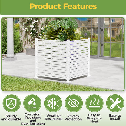 Diyfire Air Conditioner Fence Panels, 38" W X 39" H Pool Equipment Enclosure, No-Dig Outdoor Privacy Screen, Trash Can Enclosure, Decorative Garden Fences for Patio Lawn, White