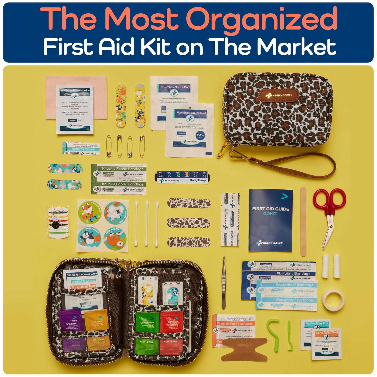 Keep Going Travel First Aid Kit Bundle of 2 Kits, First Aid Kit for Car, Home, Dorm, & Boat with Latex-Free Bandages – Travel Kit Bundle for Families