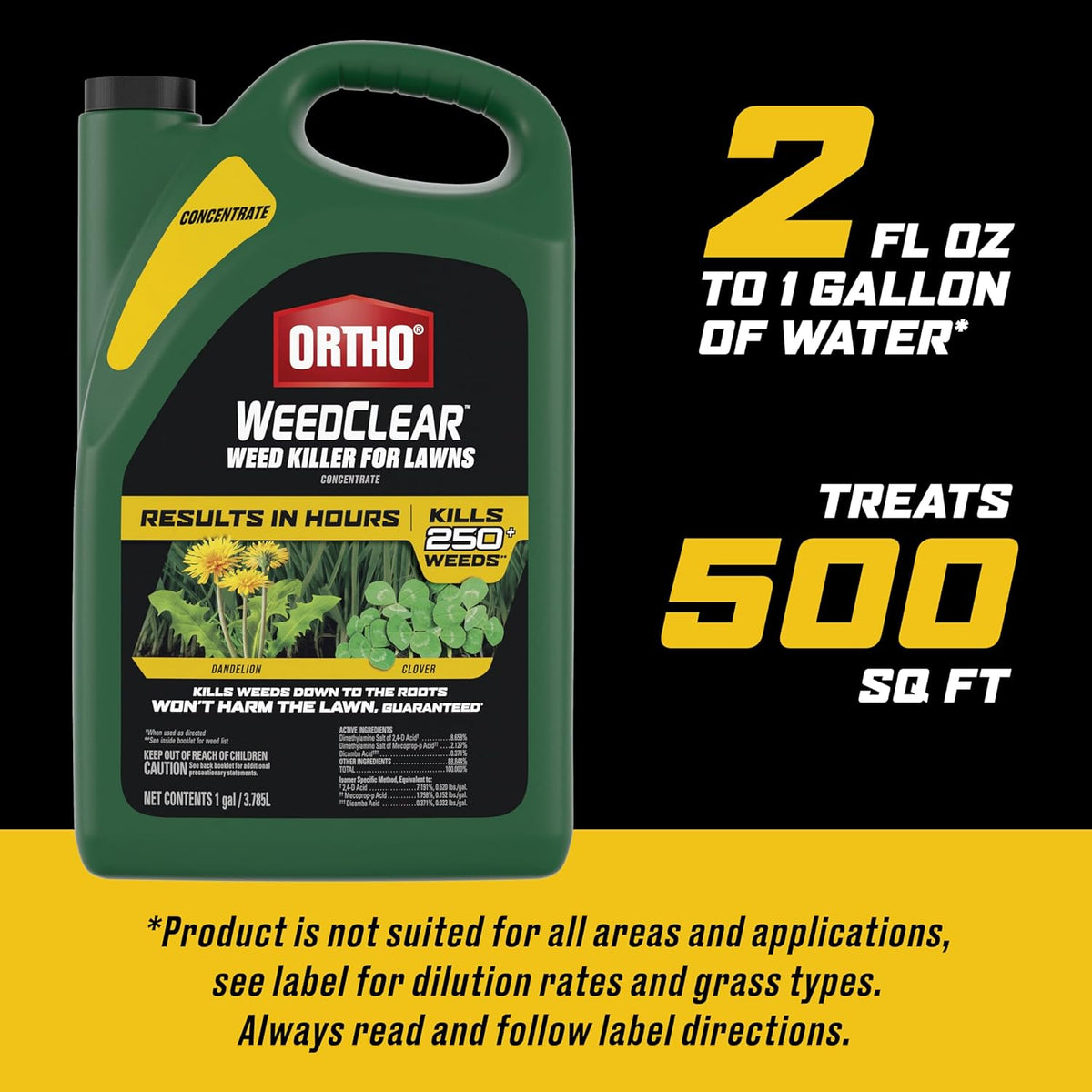 Ortho WeedClear Weed Killer Concentrate - Effectively Kills Dandelion & Clover | 1 Gallon Size