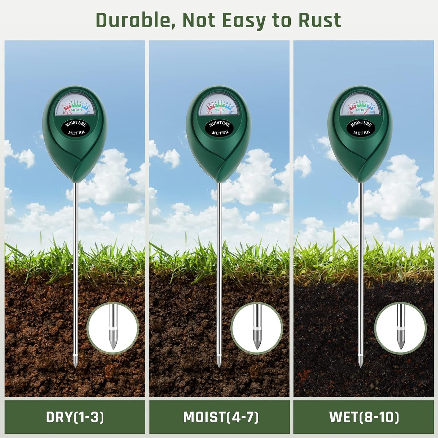 Skiennix Plant Moisture Meter - Accurate Soil Water Measurement for Indoor & Outdoor Use | 2-Pack Green