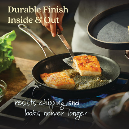 Anolon X Hybrid Nonstick Cookware Frying Pans/Skillet Set, Induction Suitable, 8 Inch, 10 Inch, and 12 Inch - Charcoal Gray