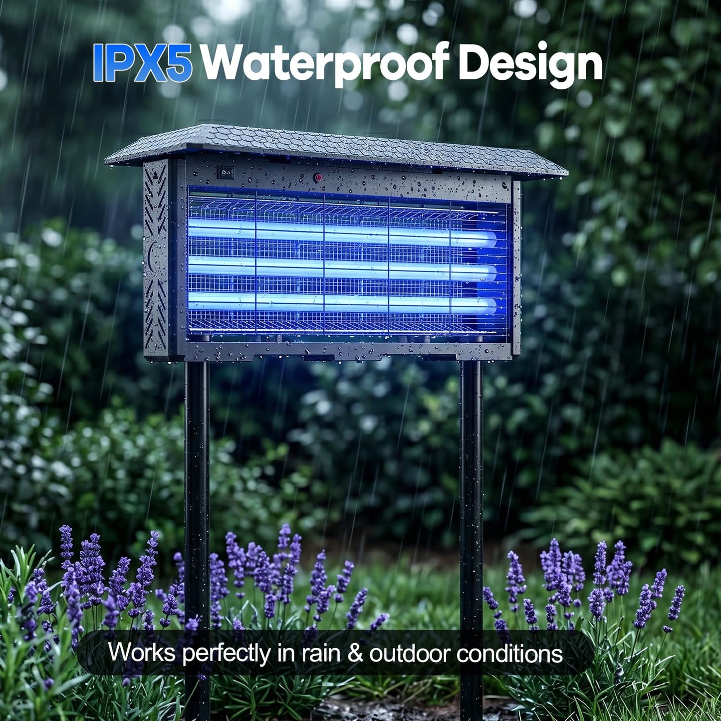 Solar Bug Zapper Outdoor, 30W Mosquito Zapper for 3500 sq.ft, Waterproof Fly Killer, Rechargeable Electric Mosquito Killer, Auto On/Off Dusk to Dawn, Cordless Insect Trap for Patio, Yard, Garden, Home