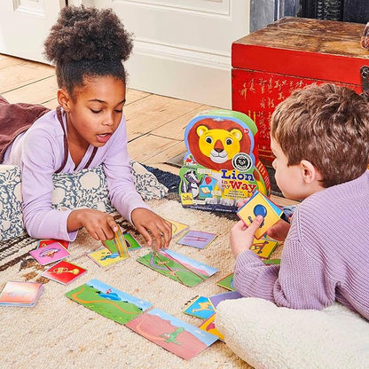 eeBoo: Lion in My Way Game - A Game of Imaginative Problem Solving Journey Through Hazards &amp Barriers Animal Shaped Box Children Kids Ages 5+