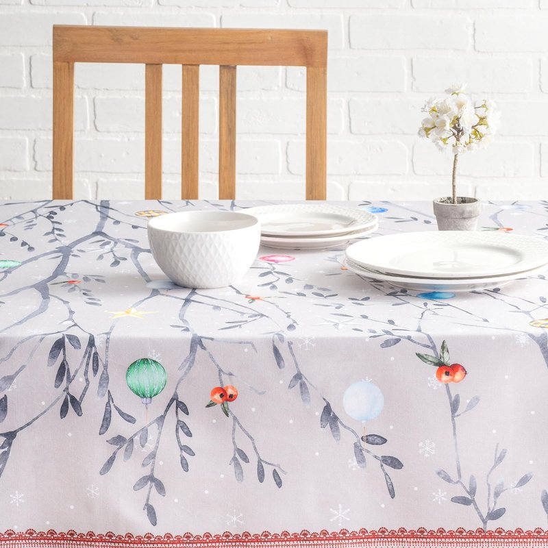 Maison d' Hermine Table Cloth Rectangle Table 100% Cotton 70 x 90 Inches Fall Tablecloth Reusable Everyday Use for Thanksgiving Christmas Decorations Dining Farmhouse Party (Fairy Christmas)