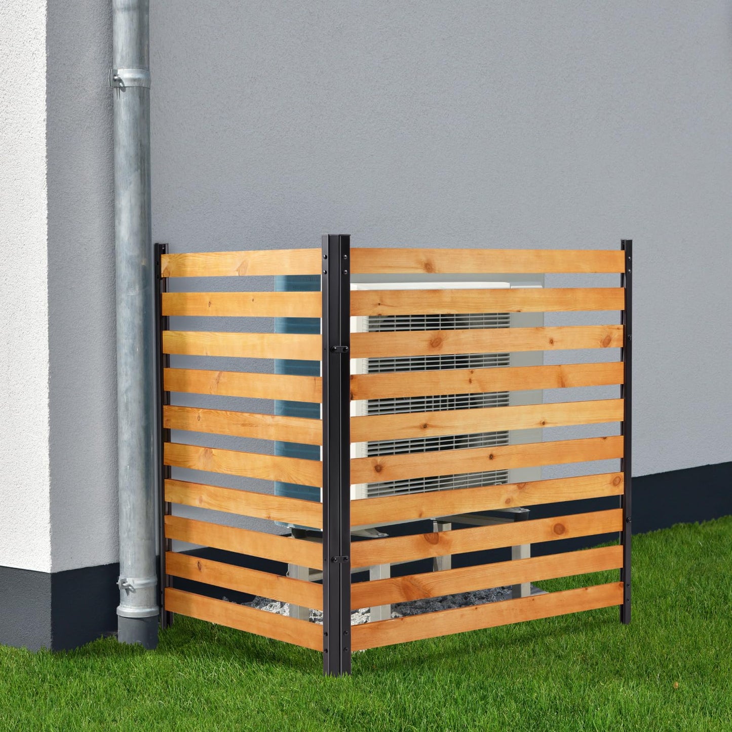 Svarog Outdoor Privacy Screen Fence Panels,Wood Privacy Screen Slatted No-Dig Fence kit for Air Conditioner,Trash Can,Pool Equipment Enclosure,38”W x 42”H,3 Panels