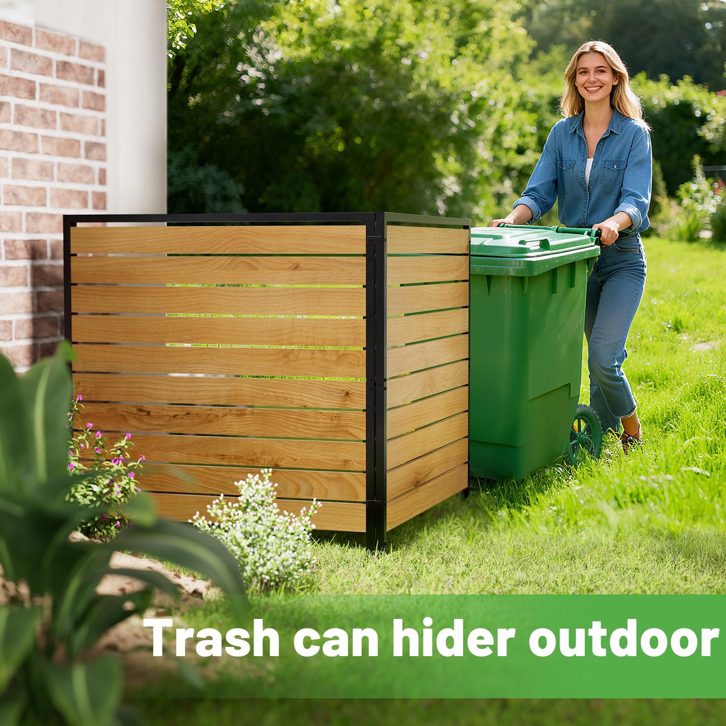 2 Panels No Dig Wooden Privacy Fence Screen, 42" H X 40" W Outdoor Air Conditioner Fences, Hide Trash Bins Or Ac Units, Decorative Garden, Patio, Backyard Fence -Temporary Fencing