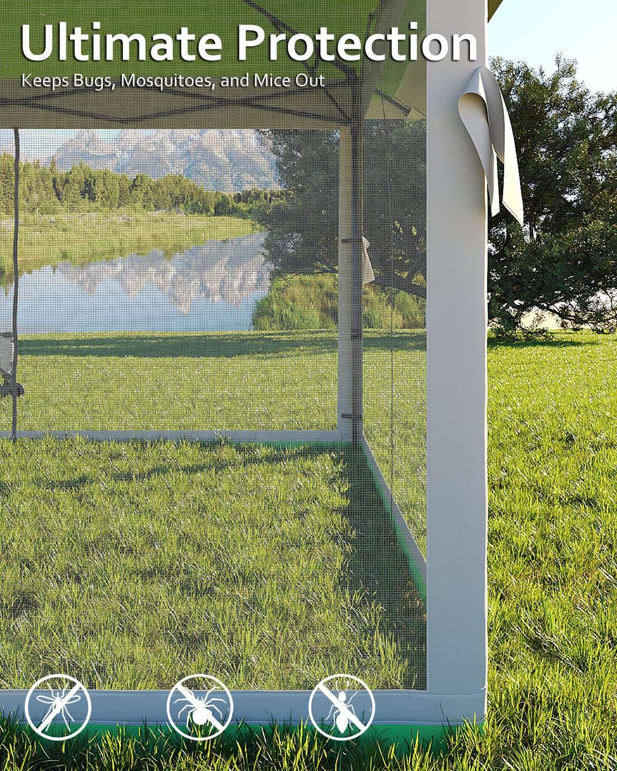 Garveelife Canopy Tent 13x13, Pop Up Gazebo Tent Easy Setup with 4 Sand Bags for Backyard Garden Patio, Mosquito Netting & Height Adjustable - Olive Green