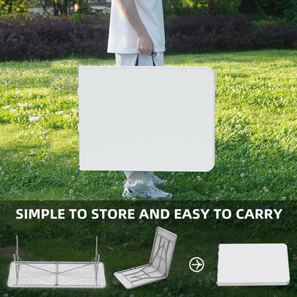 Allpop 6Ft Folding Table - Portable Plastic Dining Table with Carrying Handle for Indoor/Outdoor Use | White
