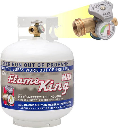Flame King YSN230 20LB Steel Propane Tank Cylinder - Overflow Protection & Built-In Gauge for Grills & BBQs
