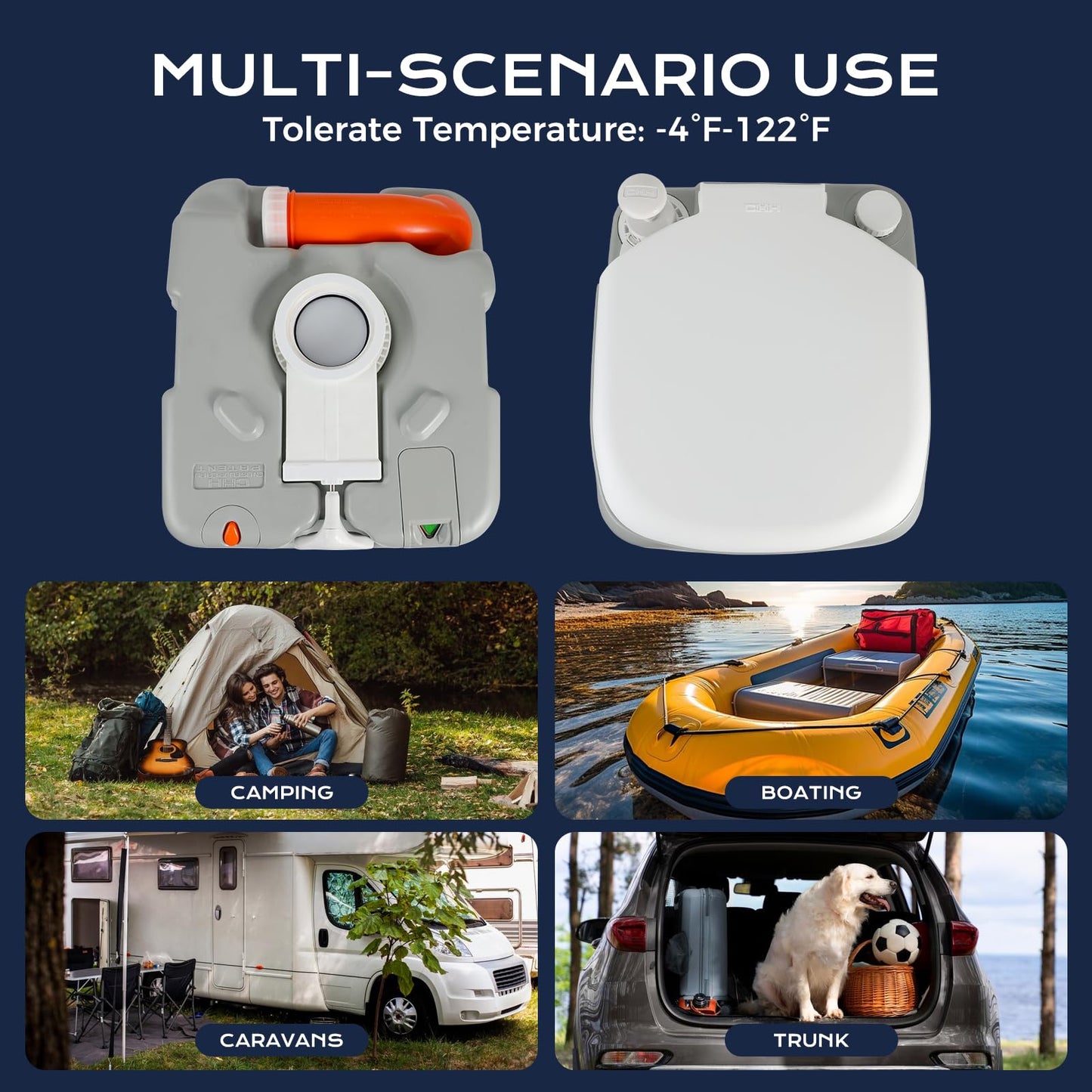 Clirass 5.8-Gallon Portable Toilet: Detachable Waste Tank, Sealing Slide Valve, Carry Handle, Level Indicator - Leak-Proof and Compact for Camping, RV, Boat, and Travel