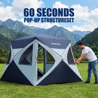 NIUEVLRS Camping Tent 4 Person Pop Up Tents for Camping, Instant Cabin Setup Tent in 60 Seconds Portable Hub Tent with Rainfly & Windproof for Outdoor Camping & Overlanding
