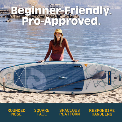 Retrospec Weekender Plus 10'6" Inflatable Paddle Board - Lake Essentials iSUP Bundle with Carrying Case, Adjustable Paddle, Pump & Fins - Stable Double-Layer PVC Design for All Skill Levels