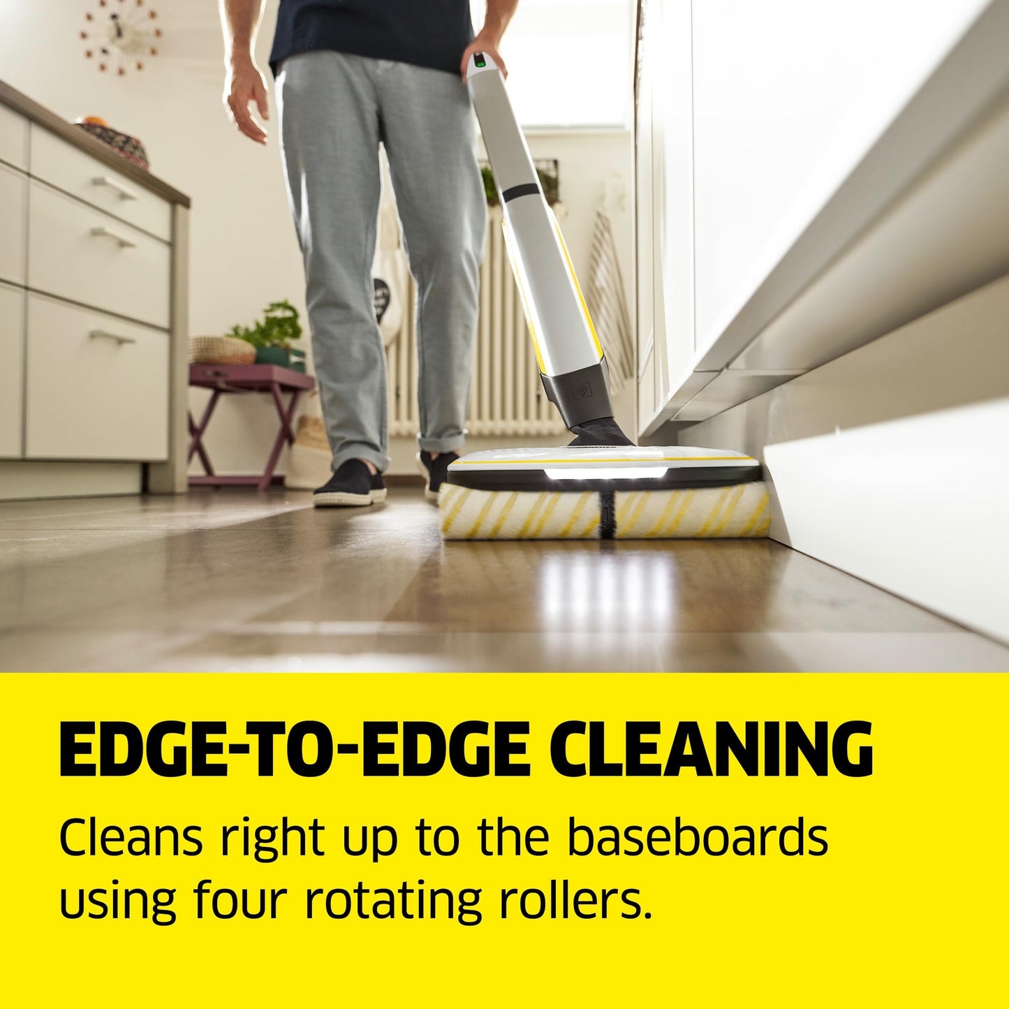 Kärcher FC 7 Cordless All-in-One Hard Floor Cleaner with 4-Roller Technology for Simultaneous Wet and Dry Debris Removal