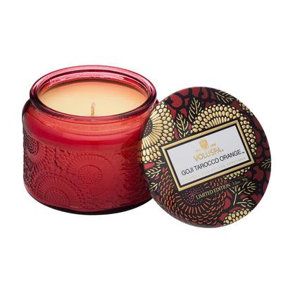 Voluspa Goji Tarocco Orange, Petite Candle Jar, 3.2 oz, 25 Hour Burn Time, Coconut Wax for Clean Burning, Handcrafted in the USA