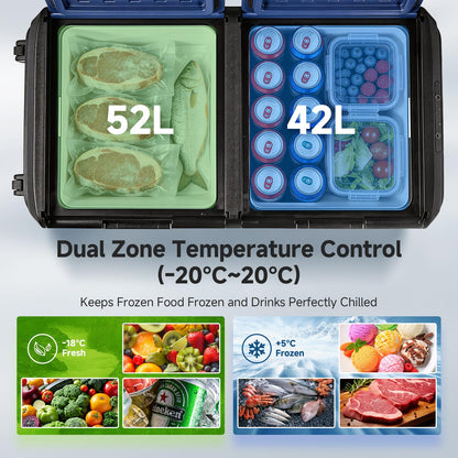 BODEGACOOLER 100QT Portable Car Refrigerator Freezer with Wheels, 12V Fridge Freezer, Electric Cooler for Car, -20℃ Car Freezer, 12 Volt Refrigerator Portable for Camping, RV, Travel, IPX4, Quiet