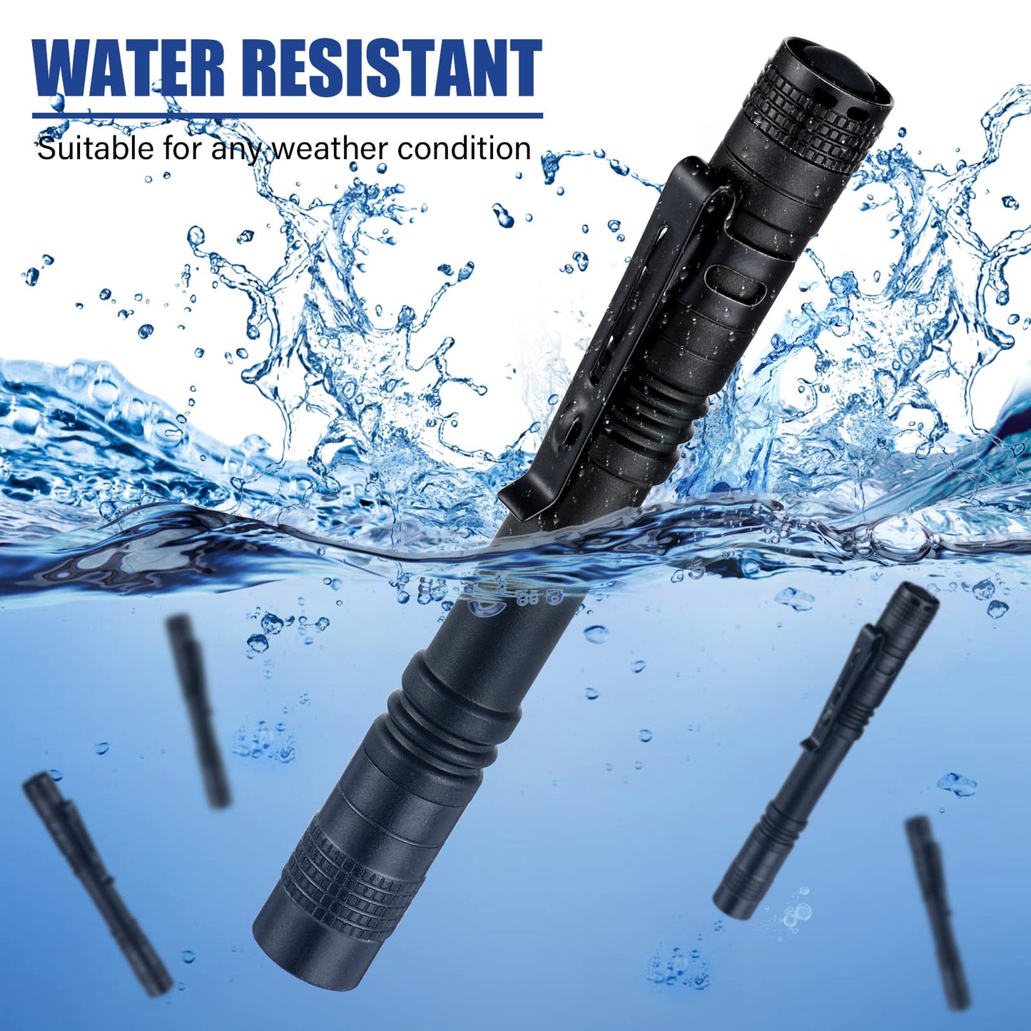 Zhengmy 50pack LED Flashlight Bulk Father's Day Gift for Men, 5 Inch Small Pocket Flashlight with Clip Aaa Battery Powered Compact Mini Edc Pen Light Handheld Tiny Portable for Tight Spaces, Emergency