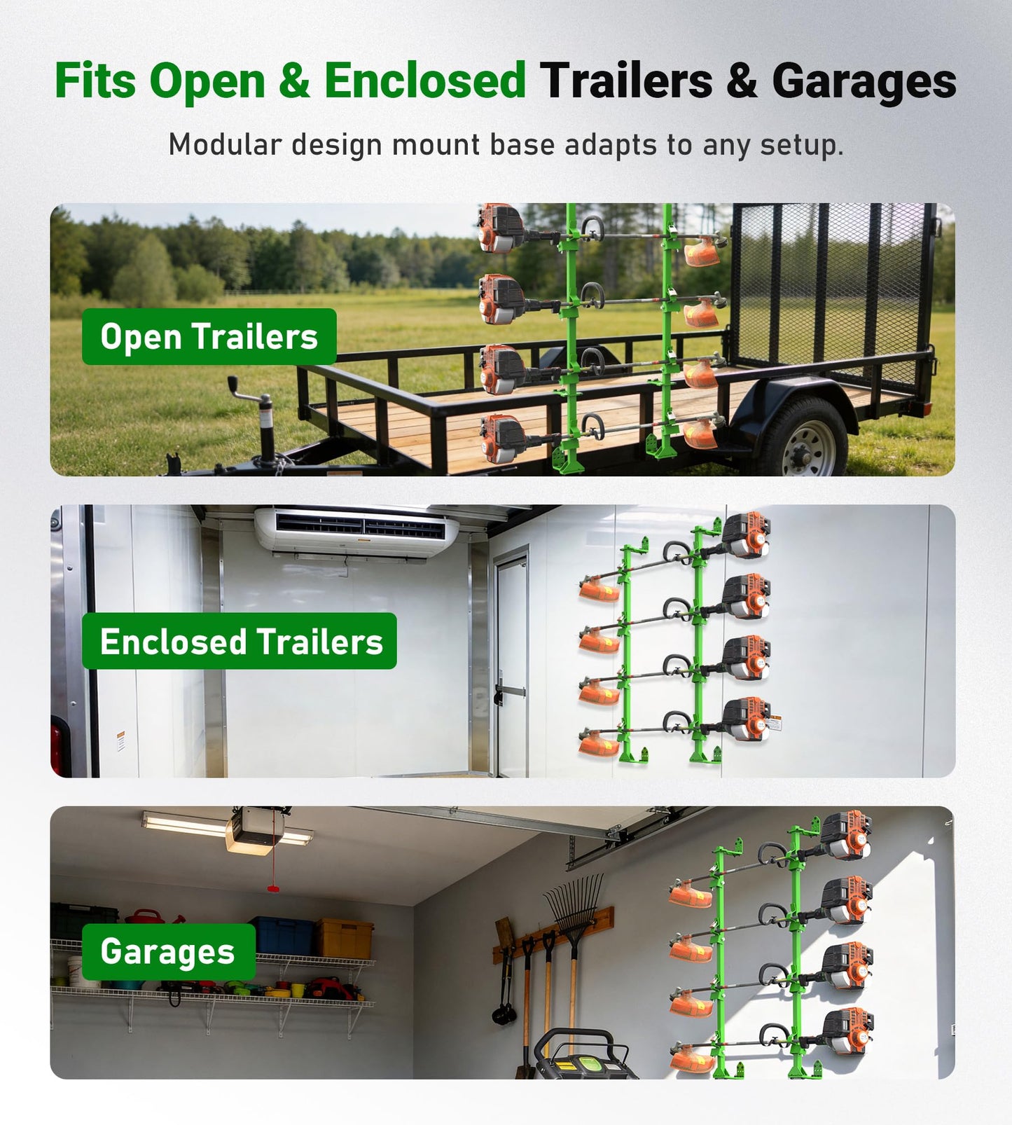 ELITEWILL Weed Eater Rack for Open/Enclosed Trailers, 4 Place Commercial Trimmer Racks Heavy-Duty Weedeater Rack for Trailer Work Landscape Truck Holder Lawn Equipment Accessories w/Lock