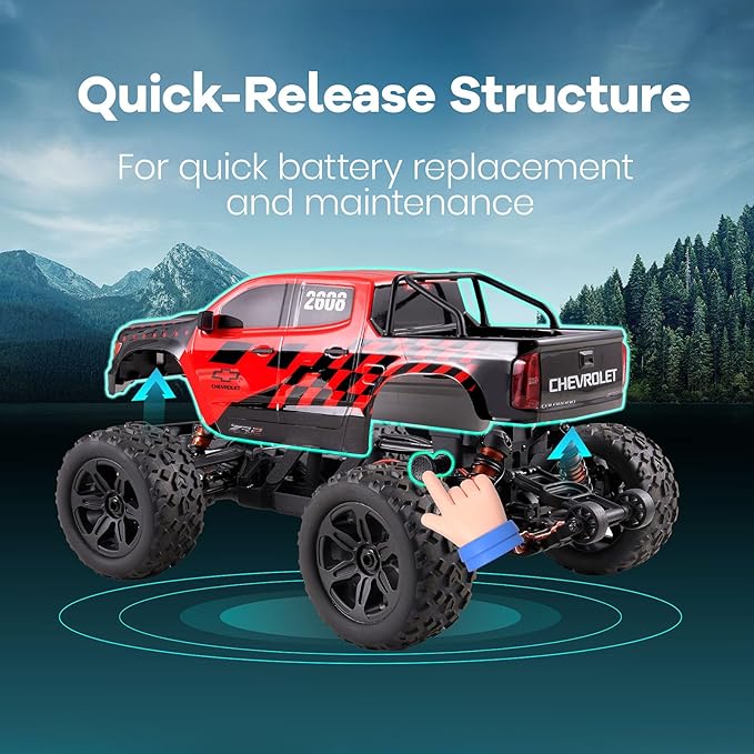 FCXㅤ FMS FMT10 1/10 Chevrolet Colorado Brushless RC Truck 4WD Off-Road Crawler with Metal Chassis Waterproof ESC Hobby Grade Remote Control Car for Adults (Black and Red)