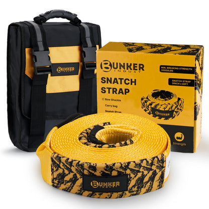 BUNKER INDUST Traction Boards with Jack Lift Base Black(Gen 2) + 3" x 30ft Tow Strap with Bag Recovery Kit