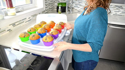 The Sweet Baker | Professional Jumbo Silicone Baking Cups | Premium 12 Piece Set | Reusable Cupcake Muffin Pans | BPA Free