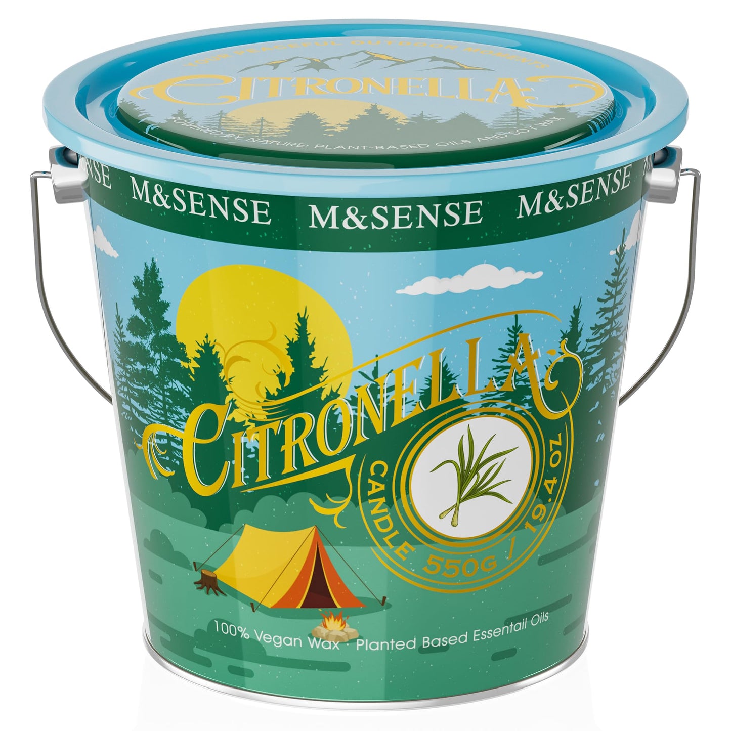 M&SENSE Citronella Candles Outdoor, Citronella Eucalyptus Scented Candle 19.4 oz,Eucalyptus Lemongrass Candle Outdoor,Lemongrass Summer Citronella Candles for Patio Camping, 120 Hours Burn