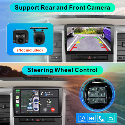 Liunx Car Radio for Jeep Wrangler JK Compass Grand Cherokee Dodge Ram Upgrade Stereo Wireless CarPlay Android Auto,10 '' Touchscreen Head Unit Bluetooth Mirror Link AM/FM SWC