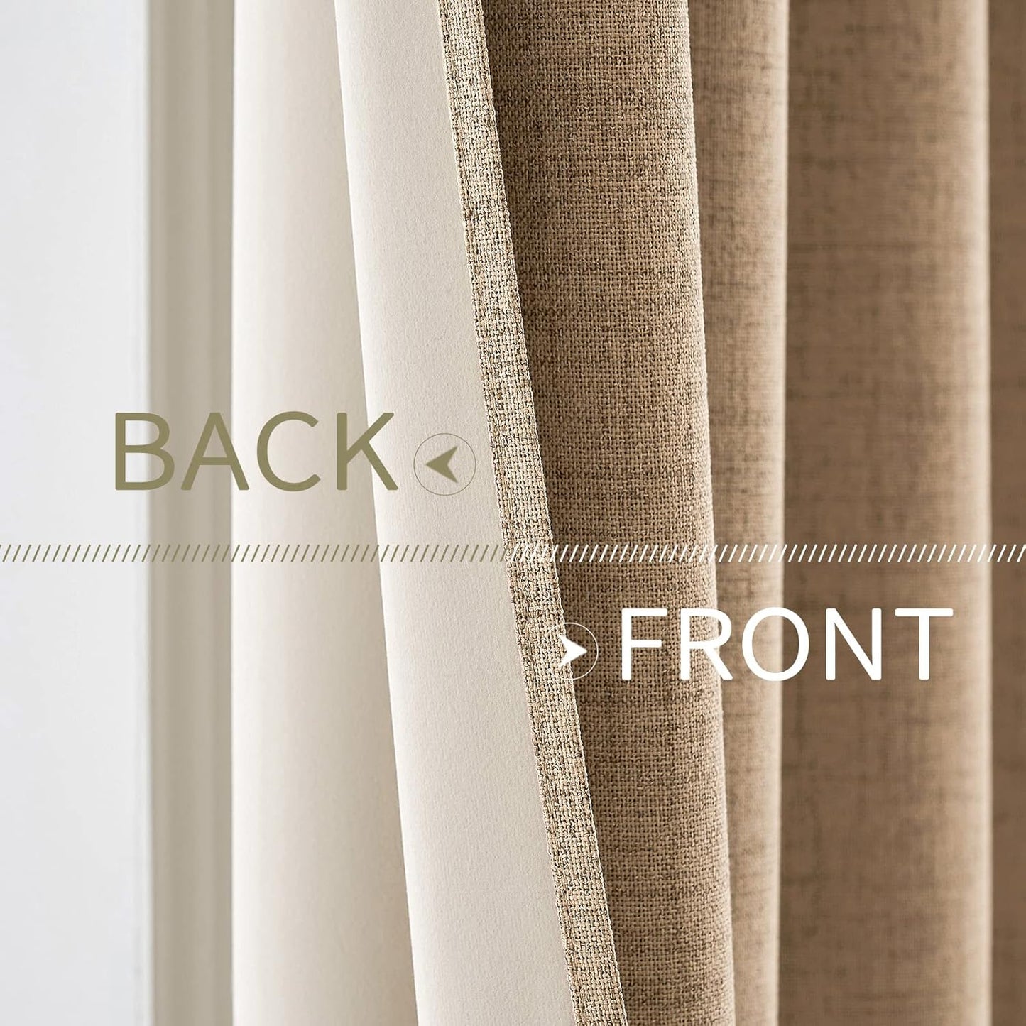 MIULEE Blackout Linen Textured Curtains - Thermal Insulated Room Darkening Drapes | Copper Brown, 42 x 63 Inch (2 Panels)