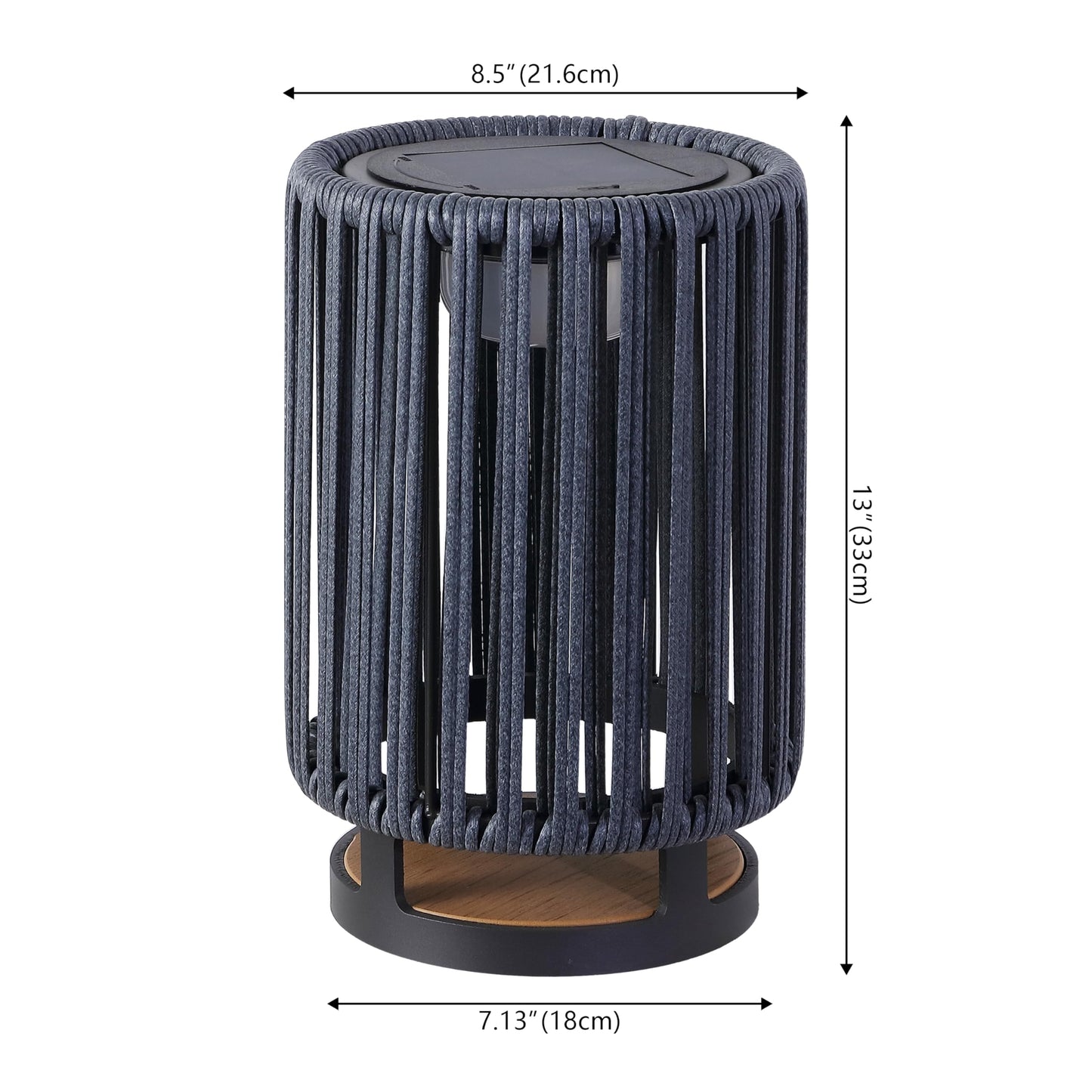 JONATHAN Y 12.5" Charcoal/Black Modern LED Solar Powered Outdoor Lantern, 8.5" x 13" with Faux Rattan Shade, USB-C Rechargeable Cordless Light for Patio Deck Porch Garden JYL2602A