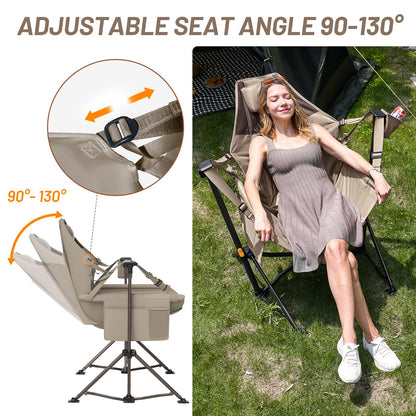 Timber Ridge Hammock Camping Chair with Adjustable Backrest, Portable Hammock Chair Supports 300lbs, Swinging Camping Folding Chairs for Lawn, Travelling and Patio, Tan 2 Pack
